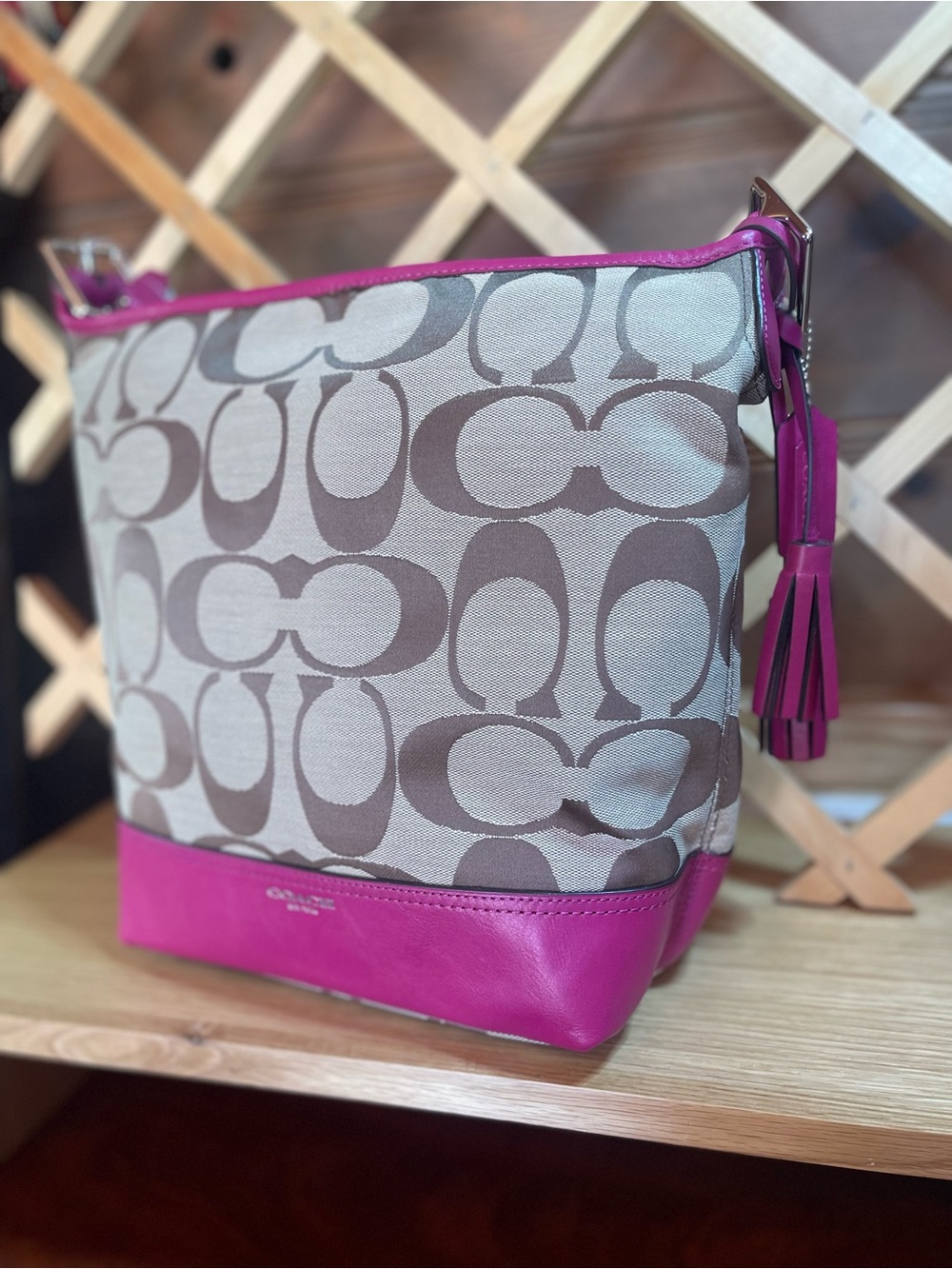 NWT Authentic Coach New York Shoulder Bag/ Slouchy Hobo /Bucket Bag / Magenta - Picture 16 of 16